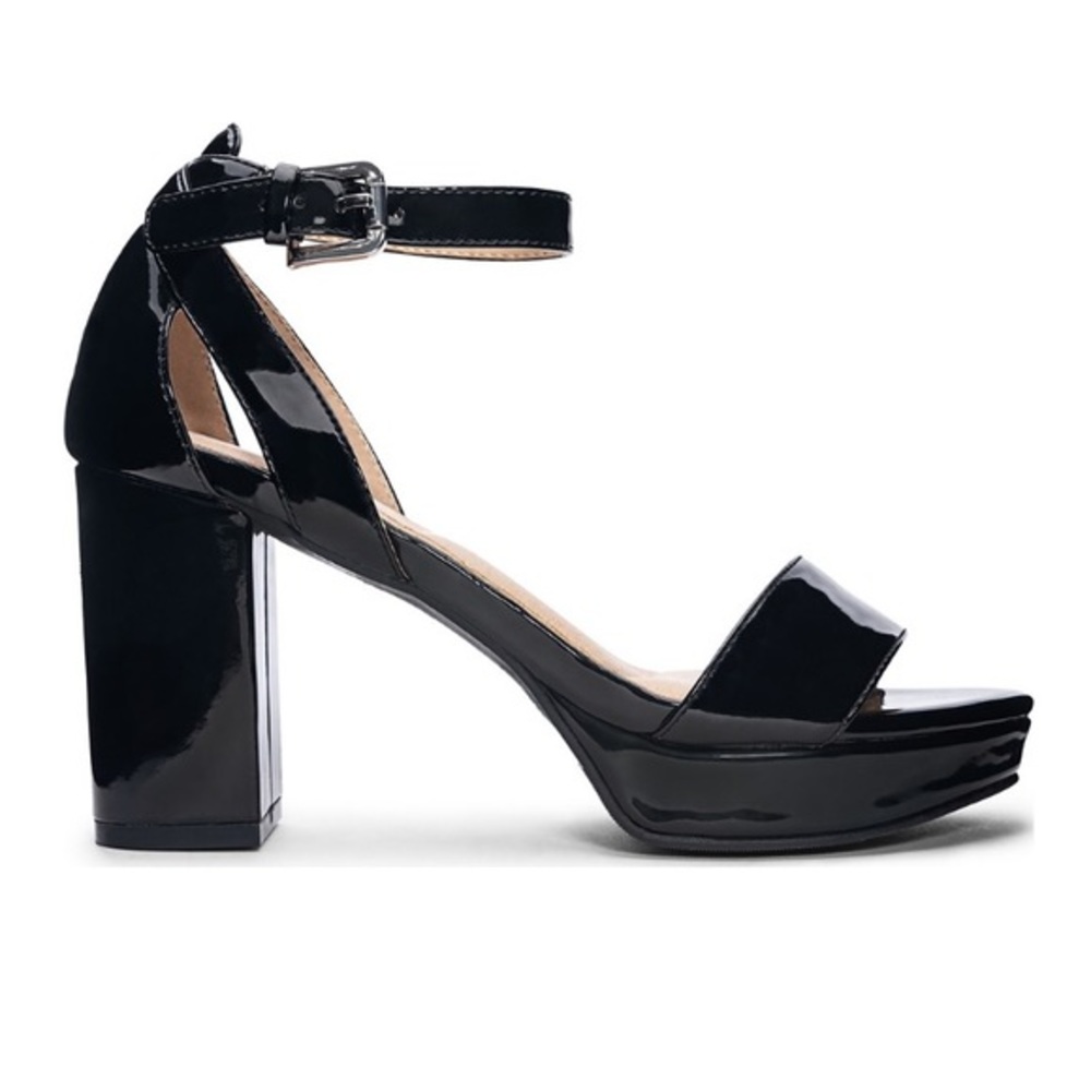 CL BY CHINESE LAUNDRY Go On Platform Dress Sandal Black Patent Heels - Picture 3 of 15
